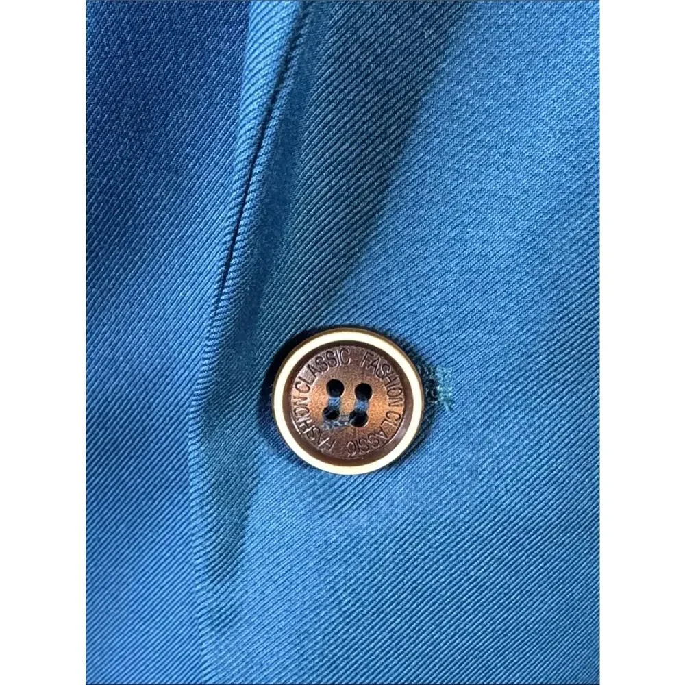 Men's Blue Single Breasted Blazer Suit Jacket Notched Lapel One Button Size 42